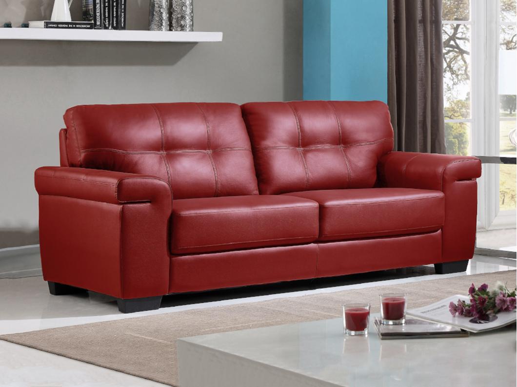 Divano 3 posti in pelle Rosso - HAZEL