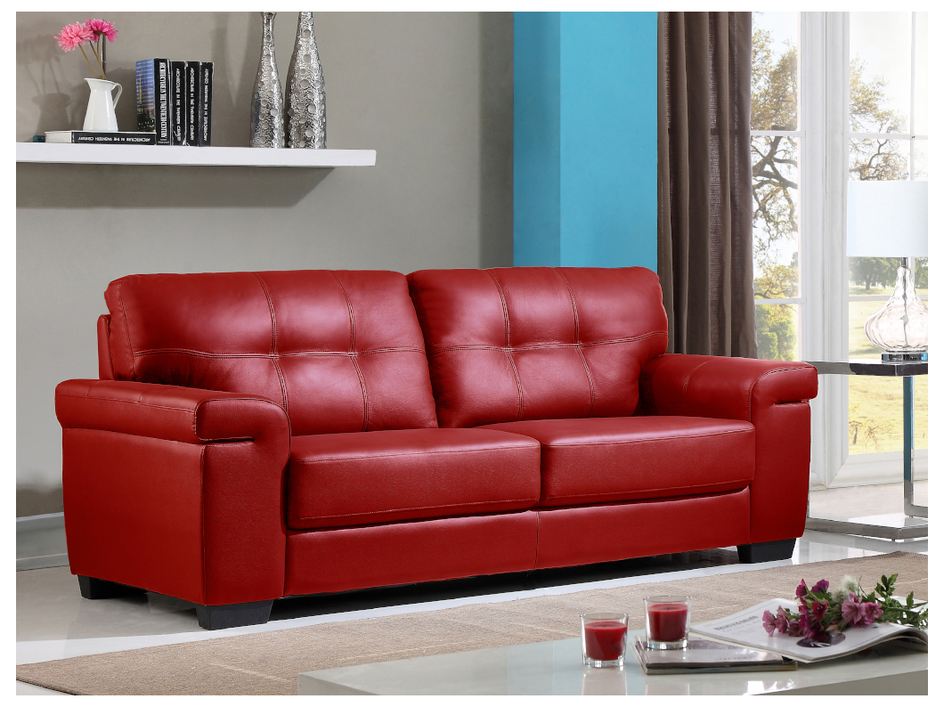 Divano 3 posti in pelle Rosso - HAZEL