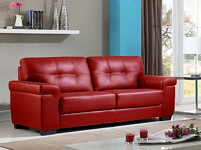 Divano 3 posti in pelle Rosso - HAZEL