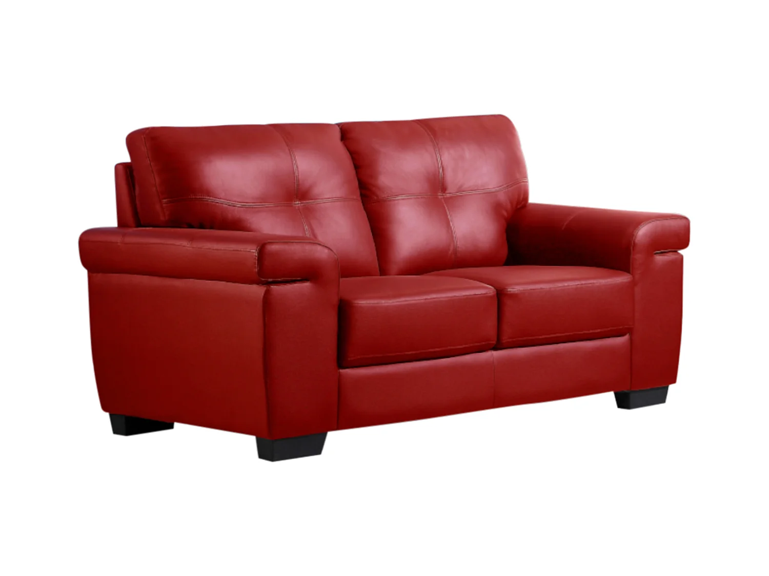 Sofá 2 plazas de piel HAZEL - Rojo