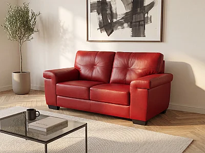 Divano 2 posti in pelle Rosso - HAZEL