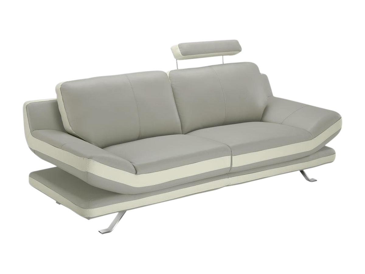 Ledersofa 3-Sitzer LATIKA - Beige & Elfenbein günstig online kaufen