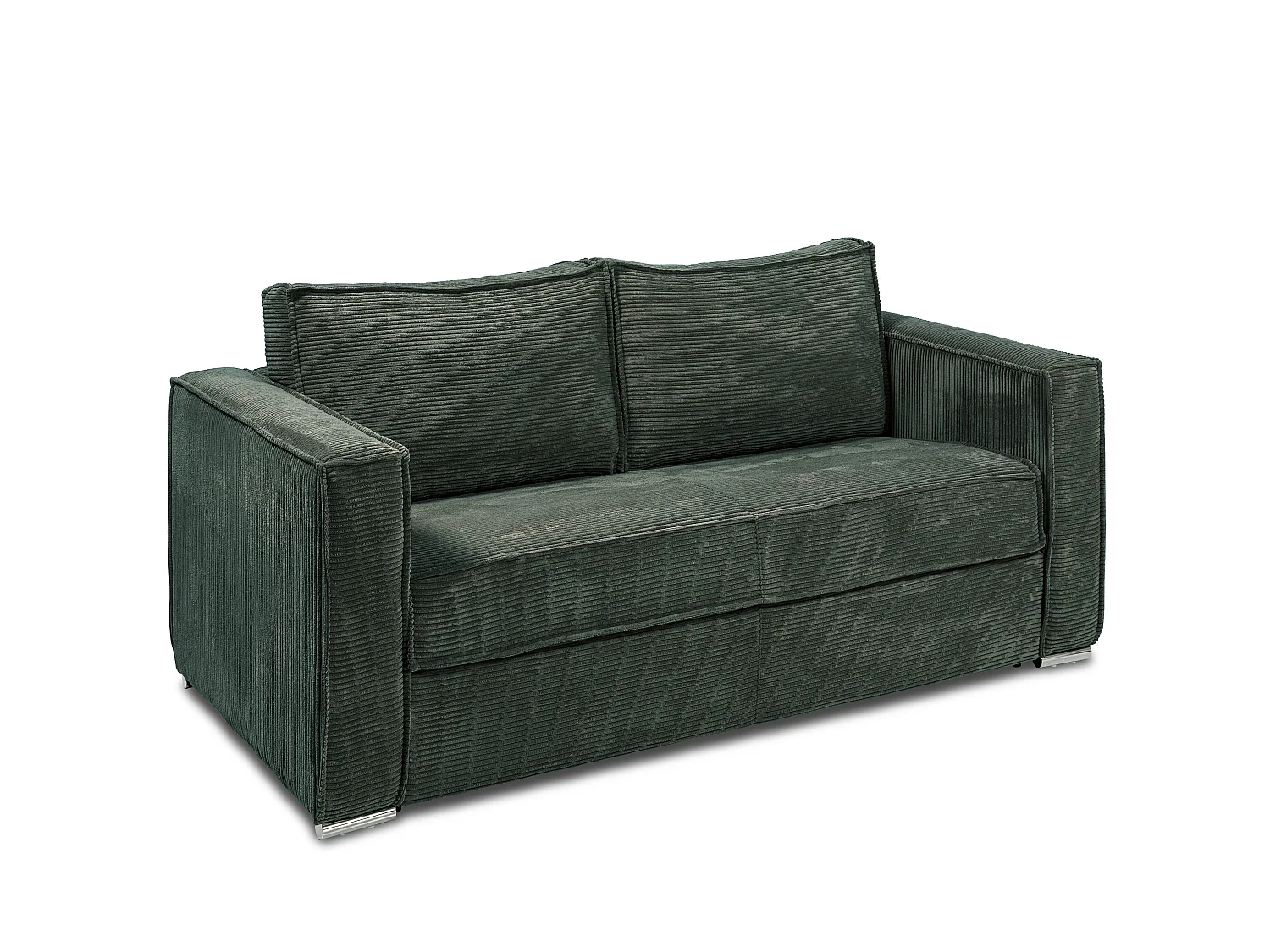 Divano letto 4 posti a ribalta Letto doghe larghe 160cm Materasso 14cm in Velluto coste Verde abete - LORETO