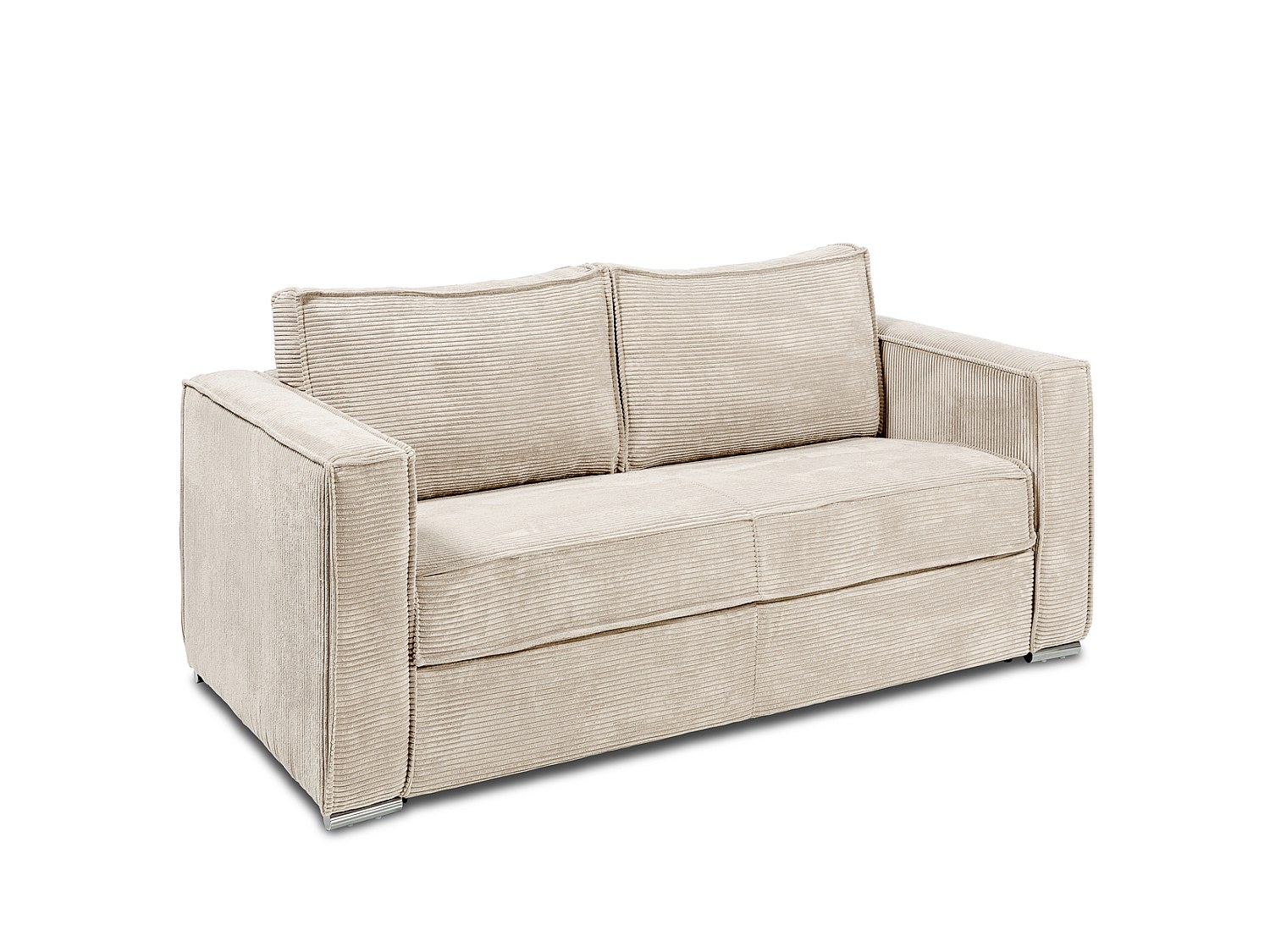 3-seters sovesofa i turkisblå kordfløyel - Bred spilebunn 140 cm - Madrass 22 cm med formstøpt skum LORETO