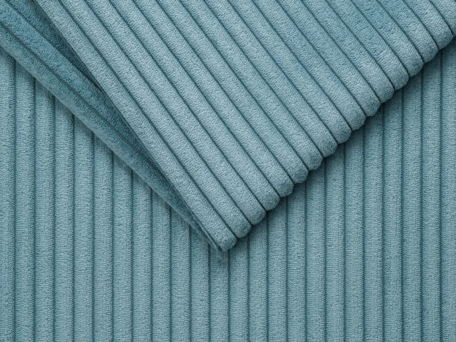 Canapé 4 places convertible express en velours côtelé bleu turquoise - Couchage 160 cm - Matelas 18 cm LORETO