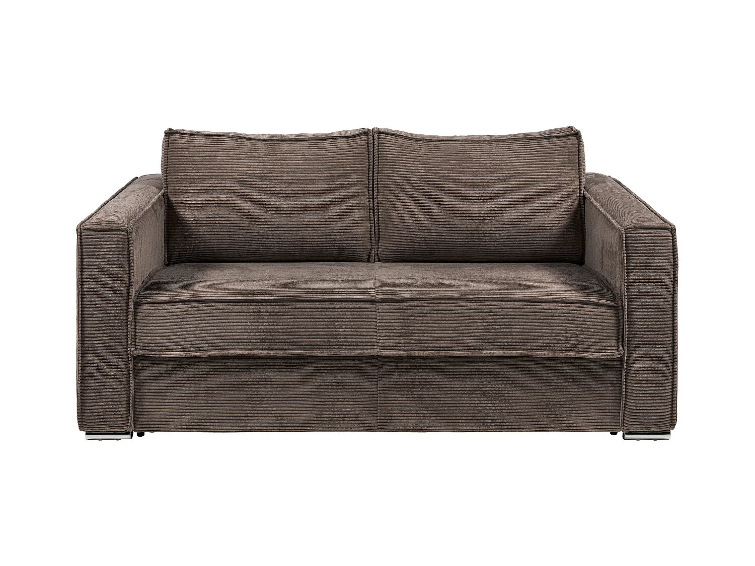 Express-vierzitsslaapbank van bruin ribfluweel - Bed 160 cm - Matras met vormgeheugen 22 cm LORETO