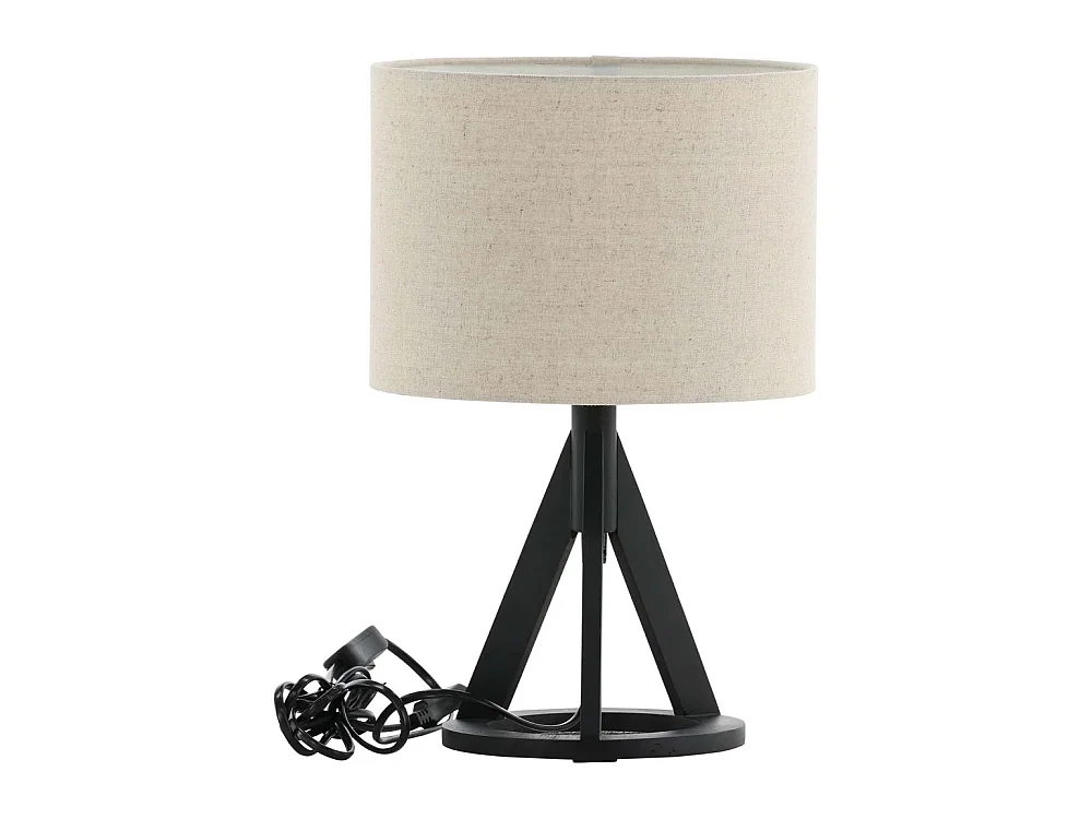 Lampe à poser en hevéa et lin Kona Noir