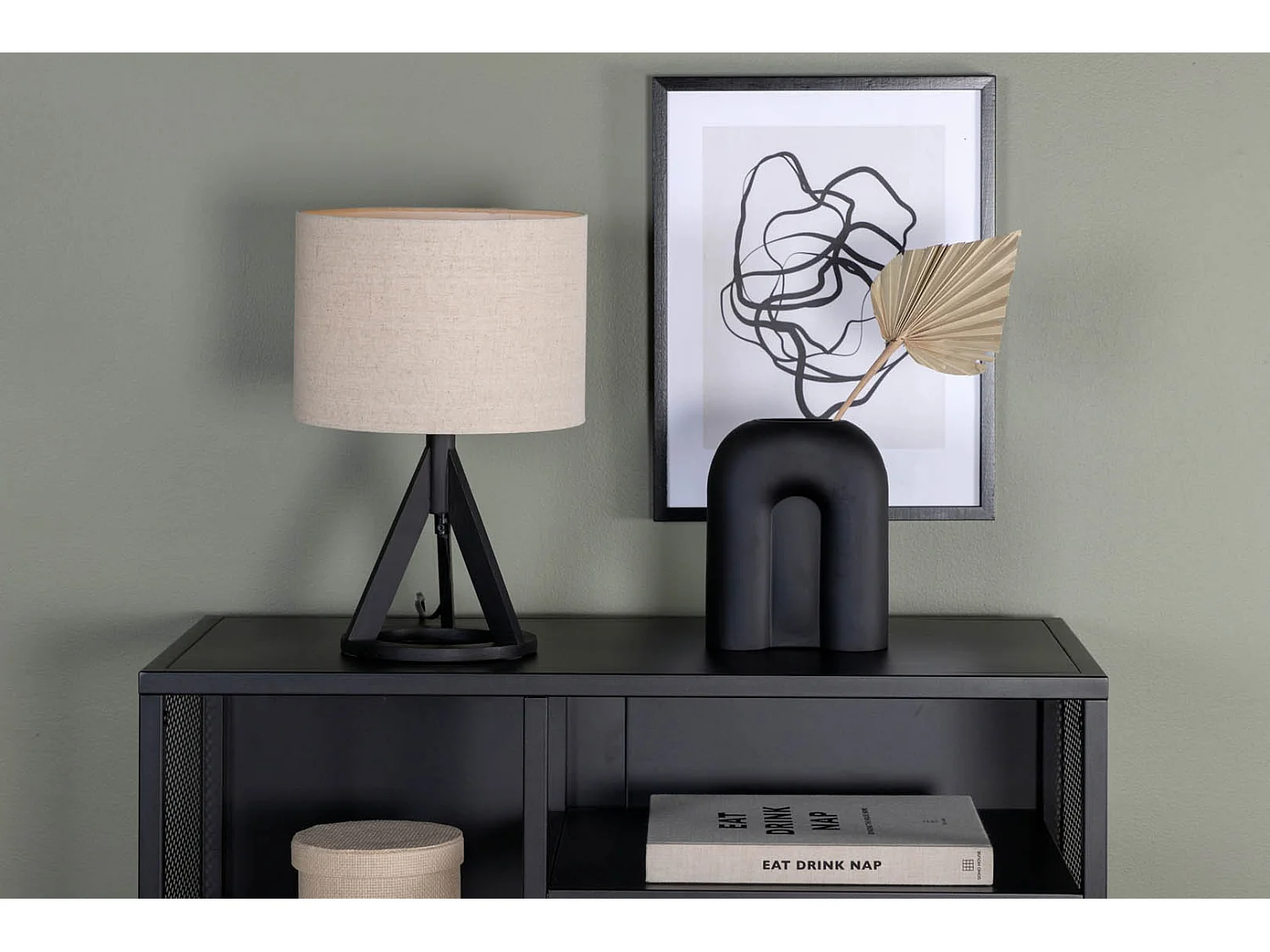 Kona verlichting tafellamp 25x18x50,5cm stof beige, zwart.