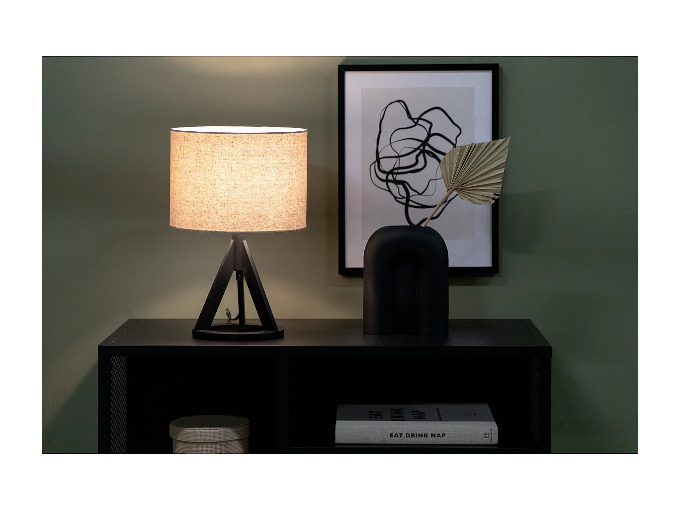 Kona verlichting tafellamp 25x18x50,5cm stof beige, zwart.