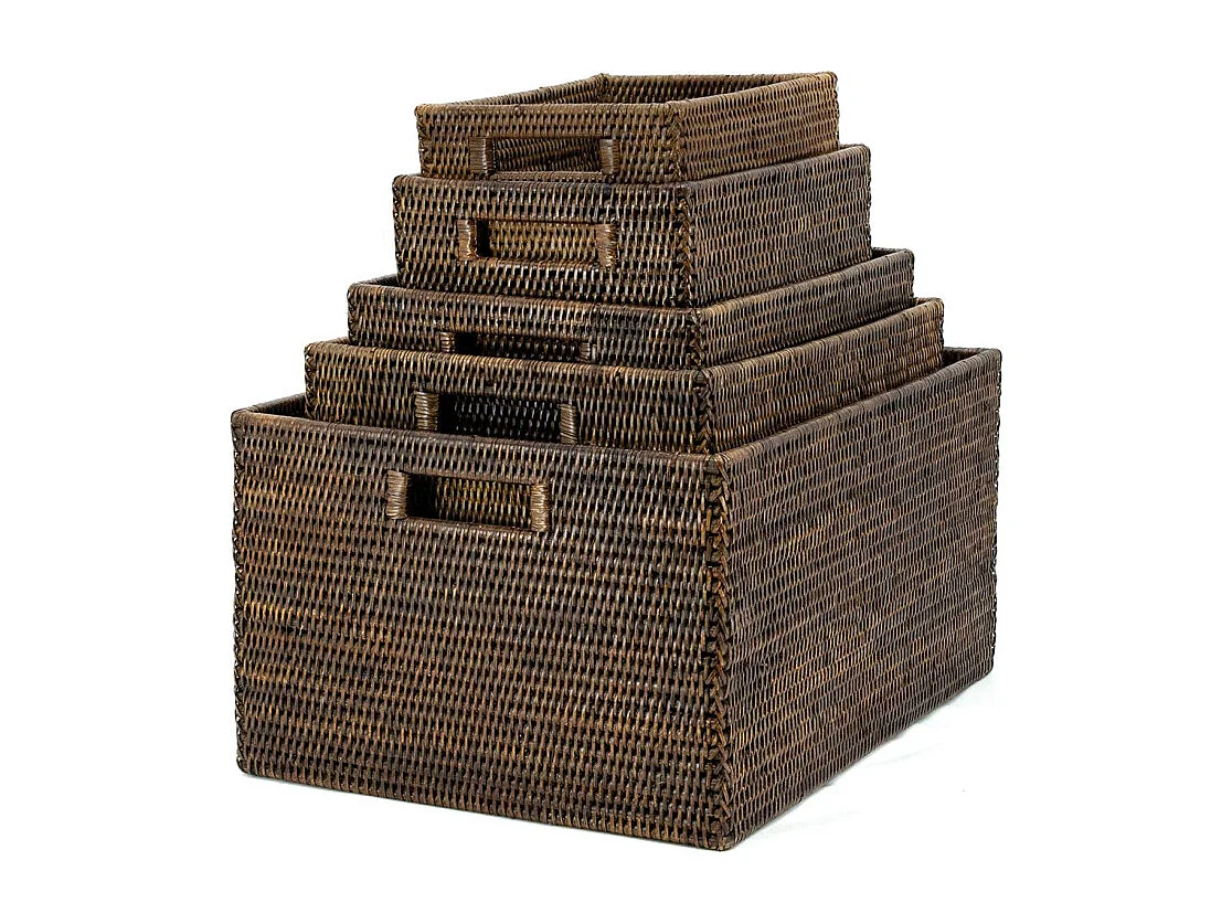 Panier de rangement en rotin antique Longueur 28cm