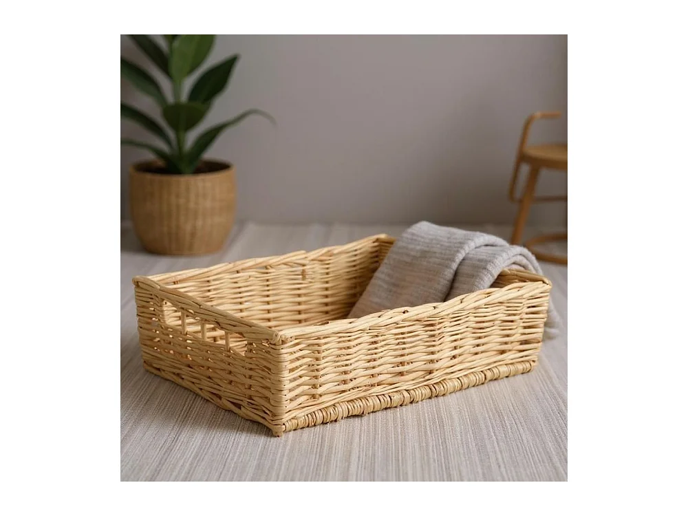 Manne en osier naturel avec passe-main Panier 60 x 40 cm