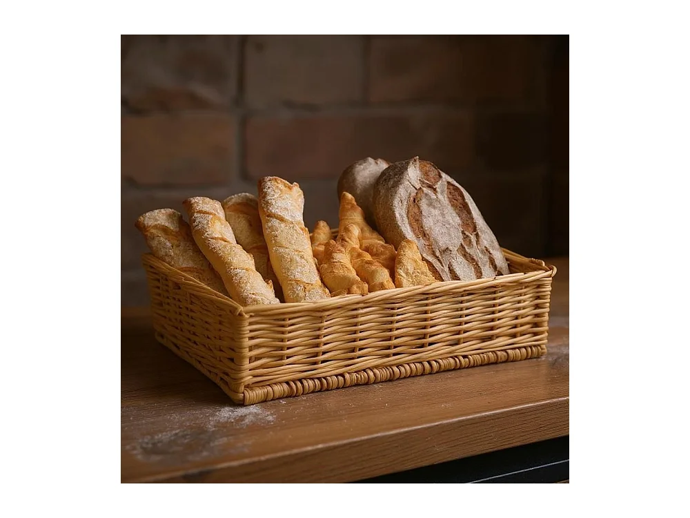 Manne en osier naturel avec passe-main Panier 60 x 40 cm