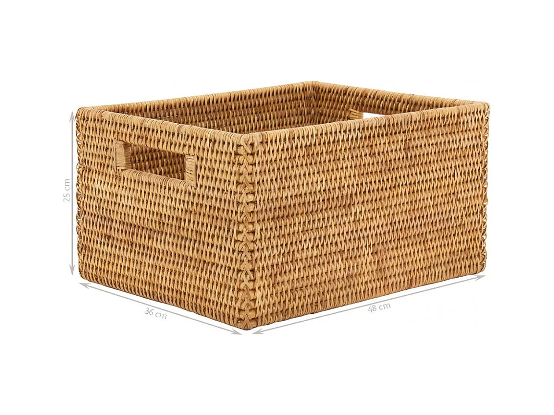 Panier de rangement en rotin naturel 48 x 36 x 25 cm