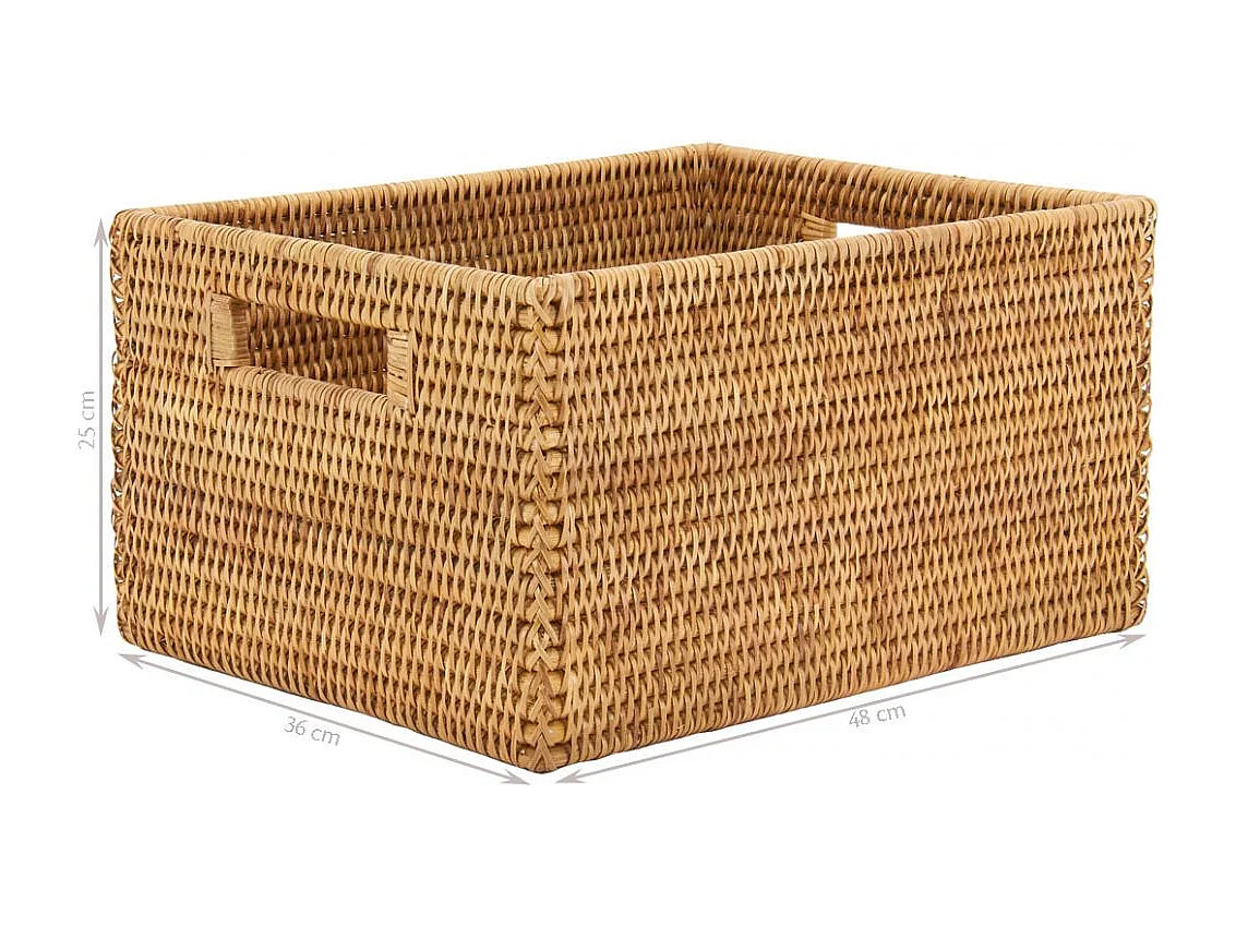Panier de rangement en rotin naturel 48 x 36 x 25 cm