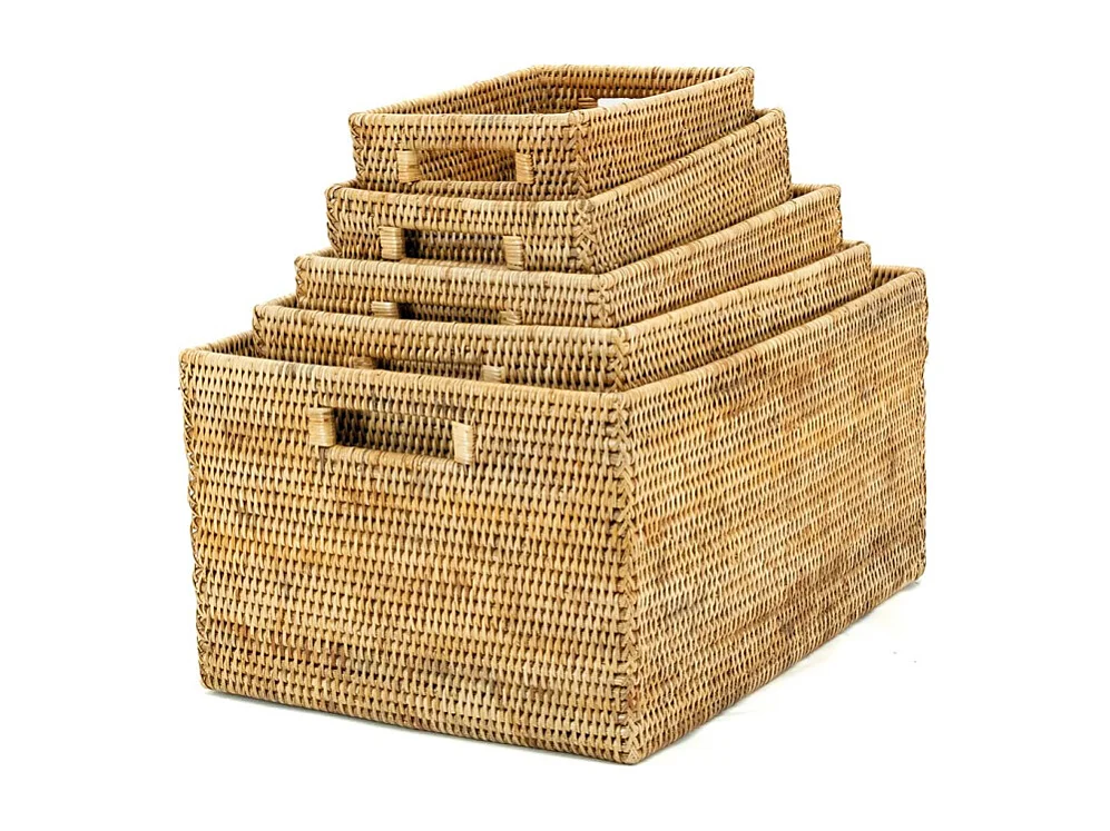 Panier de rangement en rotin naturel 48 x 36 x 25 cm