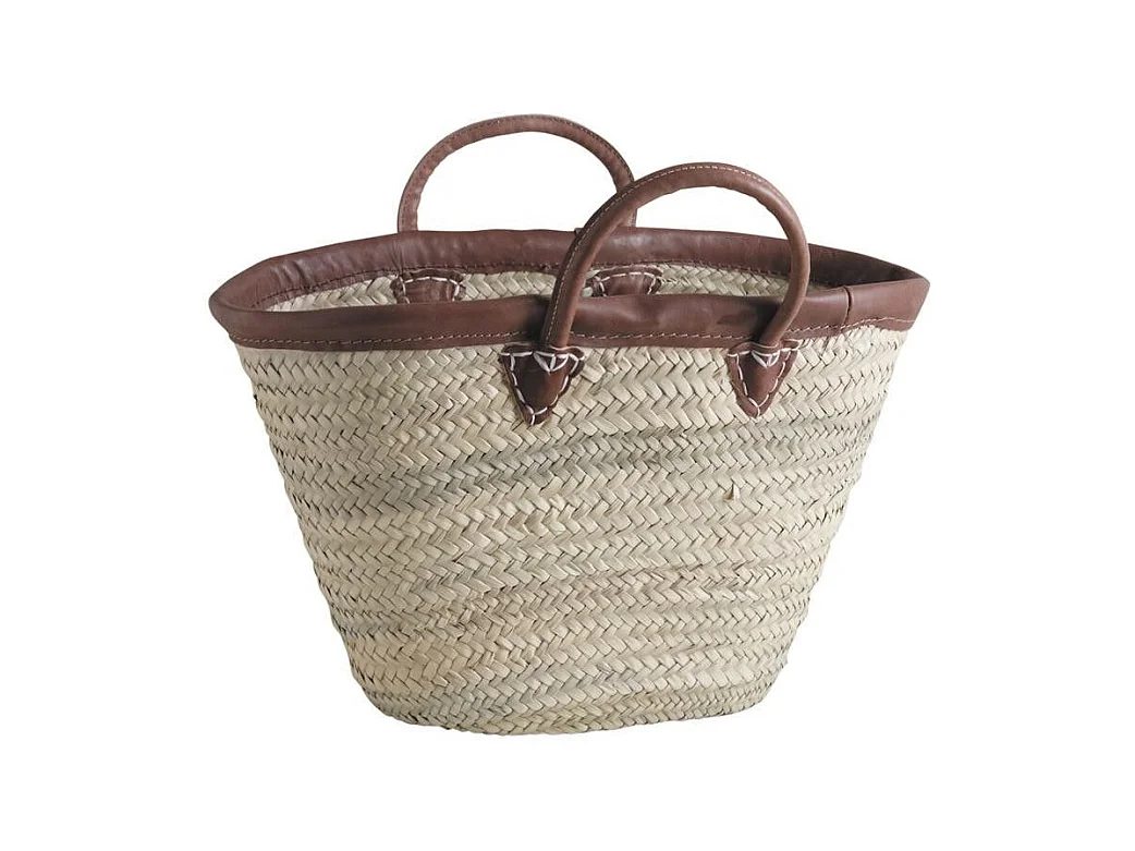 Panier de marché palmier et cuir