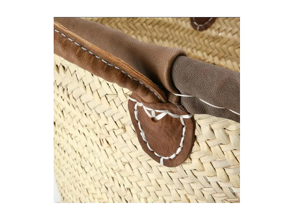 Panier de marché palmier et cuir