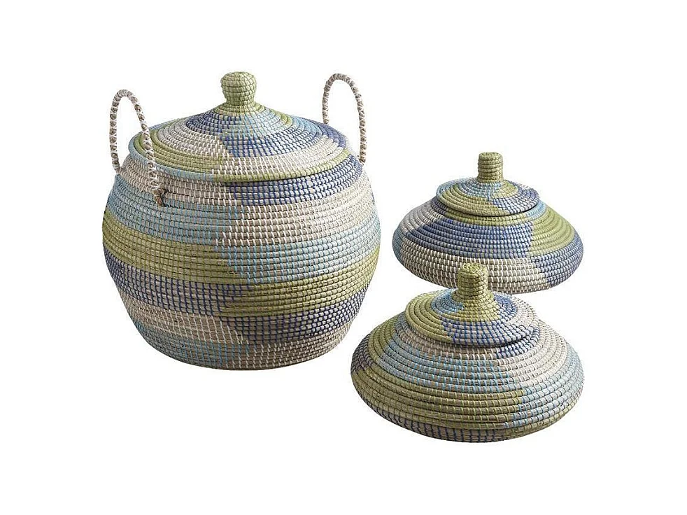 Panier rond jonc de mer (Lot de 3)