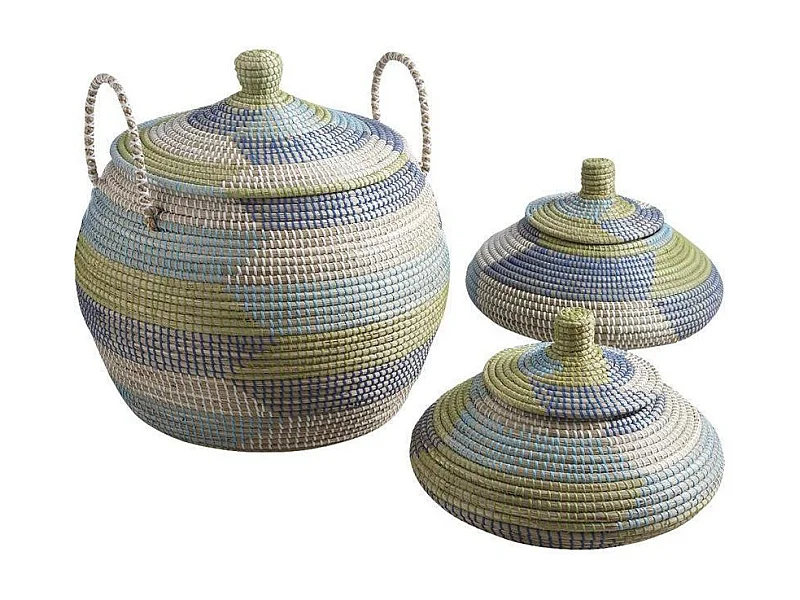 Panier rond jonc de mer (Lot de 3)