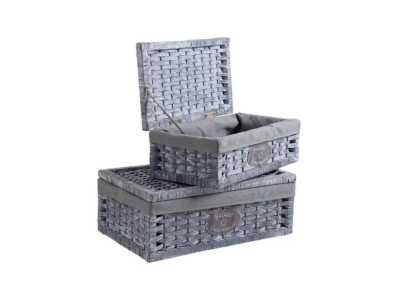 Coffrets en papier corde et bois (Lot de 2)