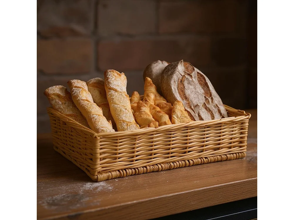 Manne en osier naturel avec passe-main Panier 40 x 28 cm