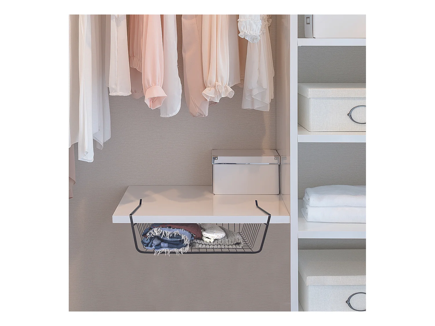 Panier Suspendu Metal Filaire Noir 26x14x26cm Noir