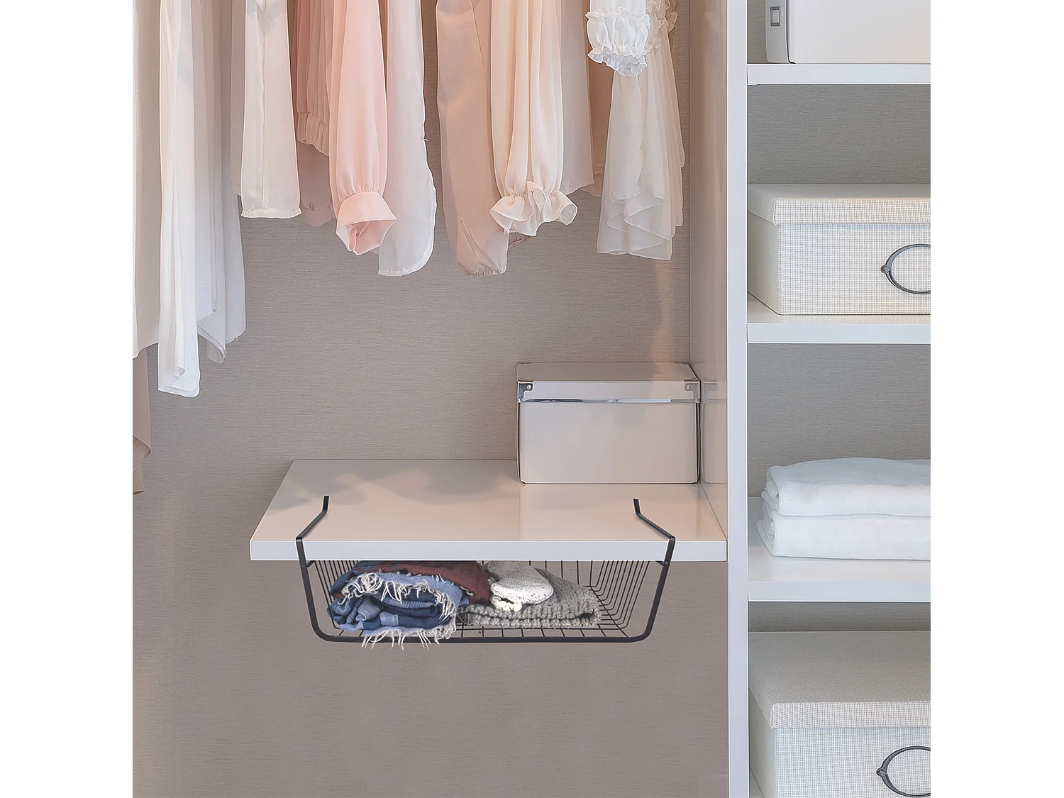 Panier Suspendu Metal Filaire Noir 26x14x26cm Noir