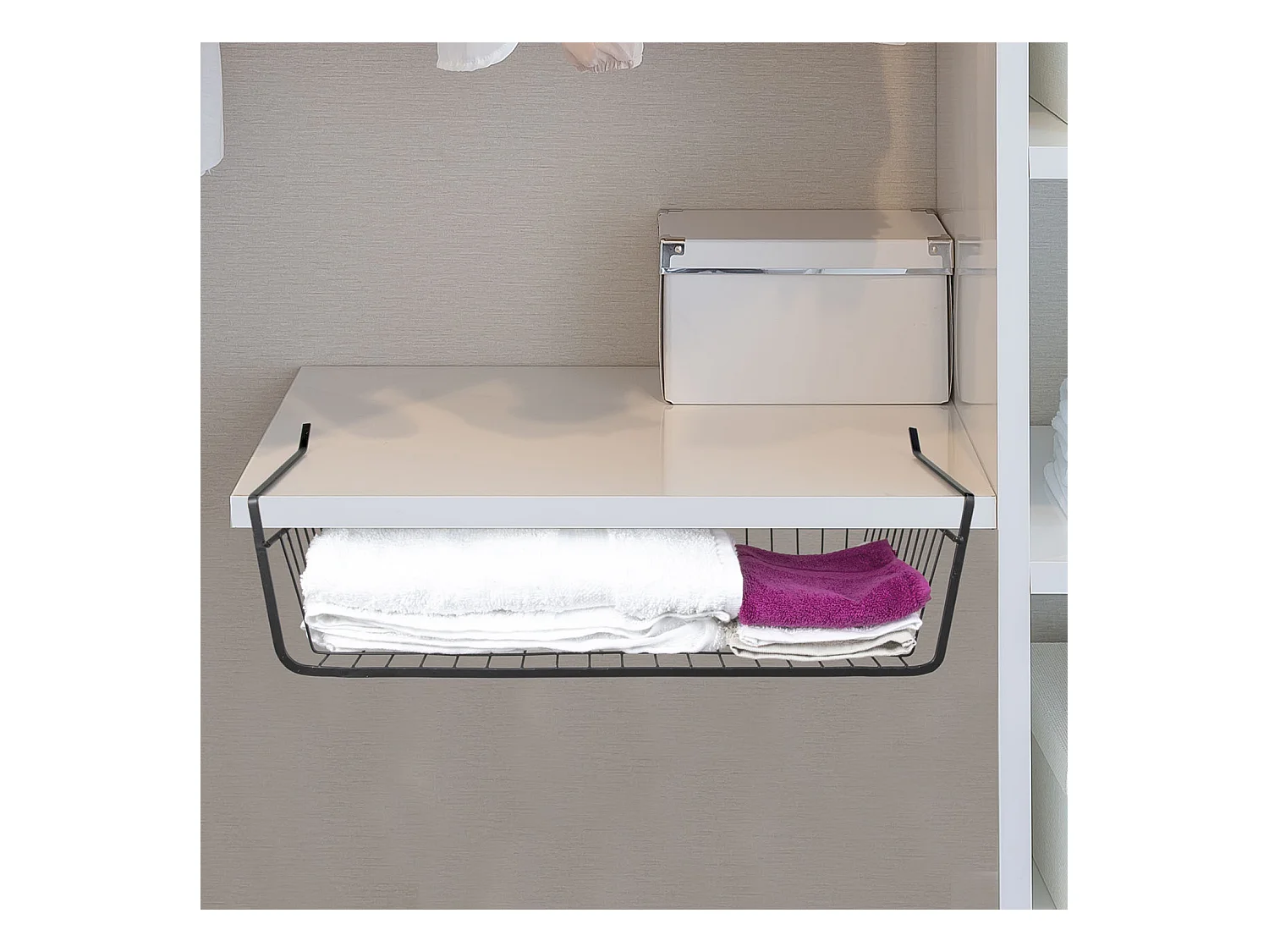 Panier Suspendu Metal Filaire Noir 56x14x26cm Noir