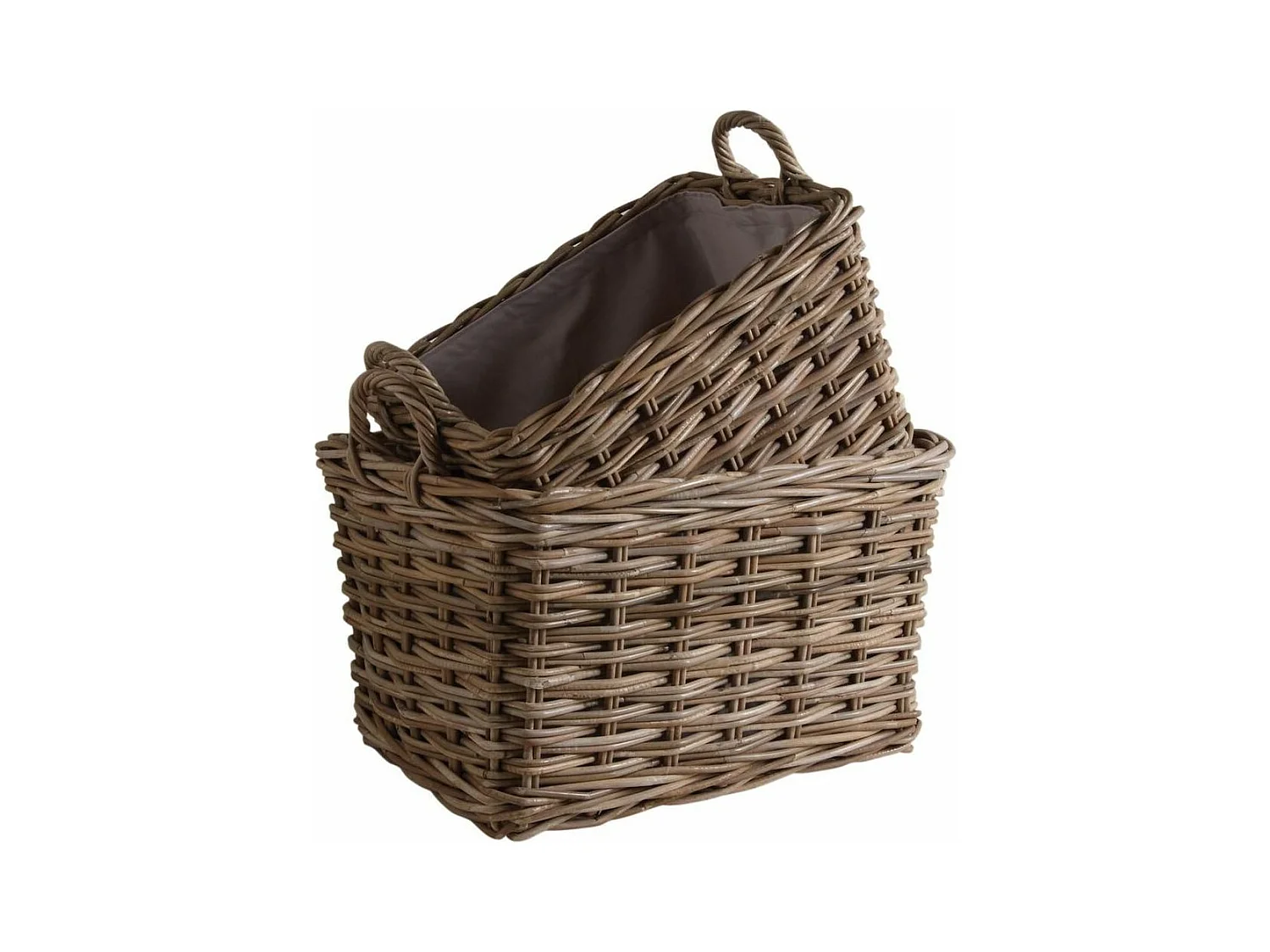 Panier gris en poelet (Lot de 2)