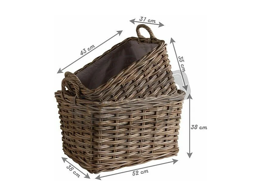 Panier gris en poelet (Lot de 2)