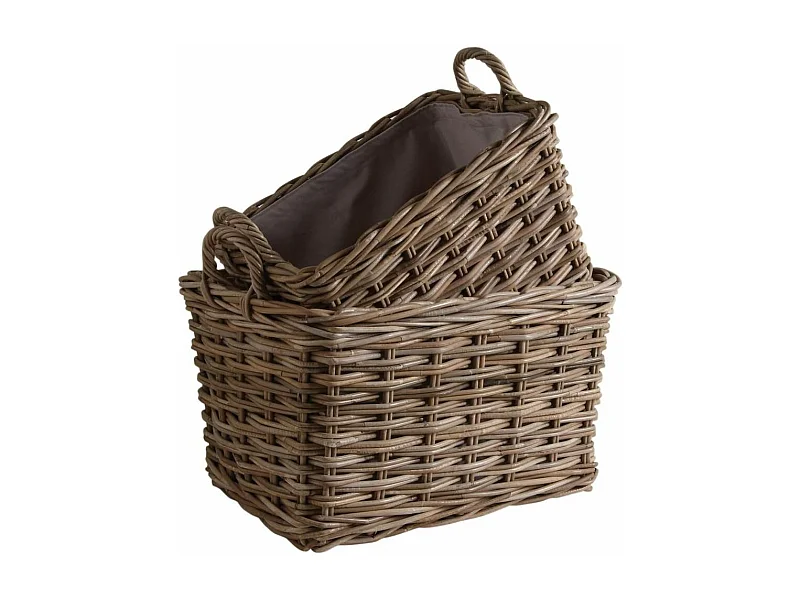 Panier gris en poelet (Lot de 2)