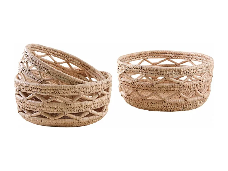Corbeille ronde en palmier naturel (Lot de 3)