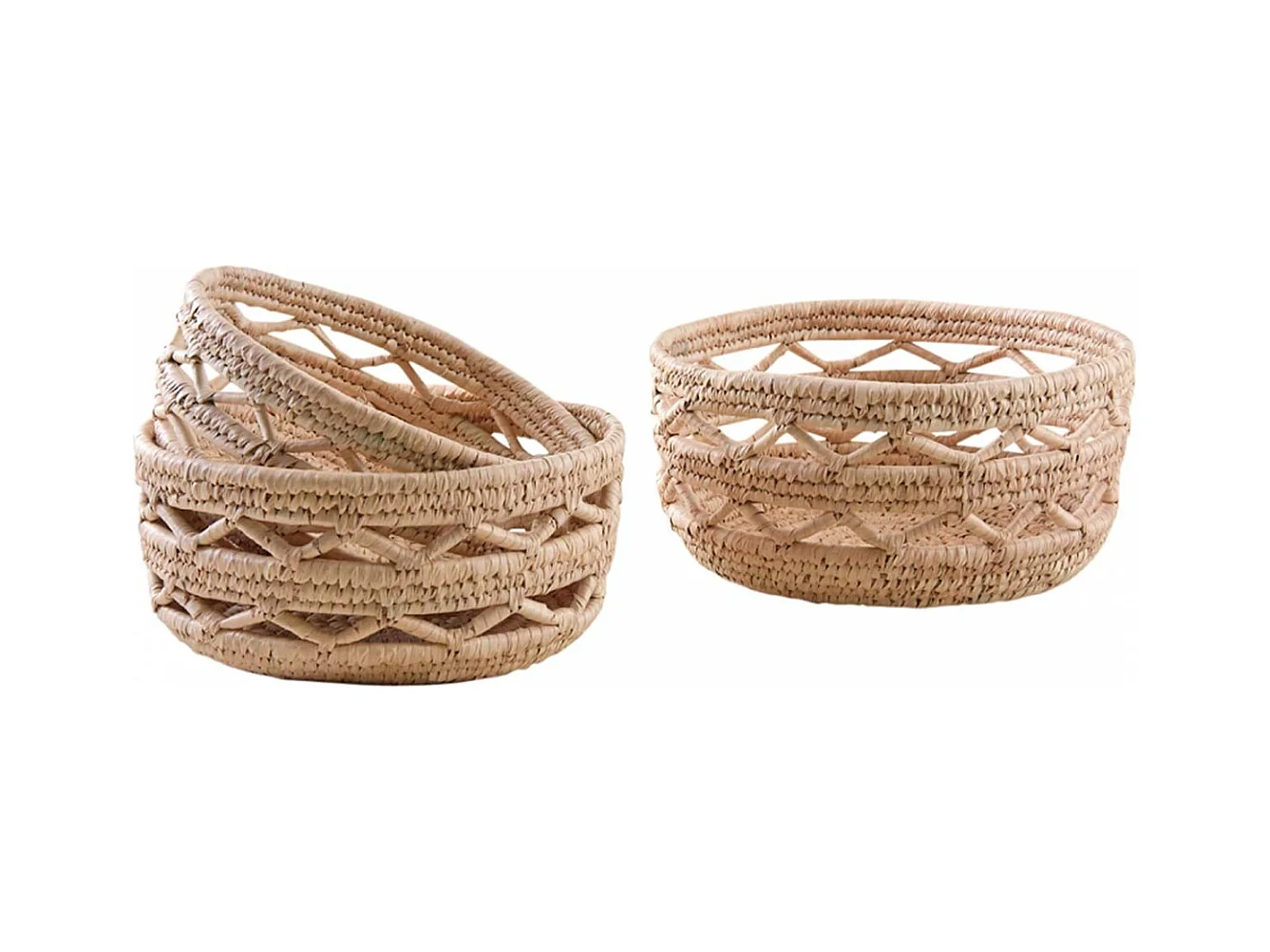 Corbeille ronde en palmier naturel (Lot de 3)