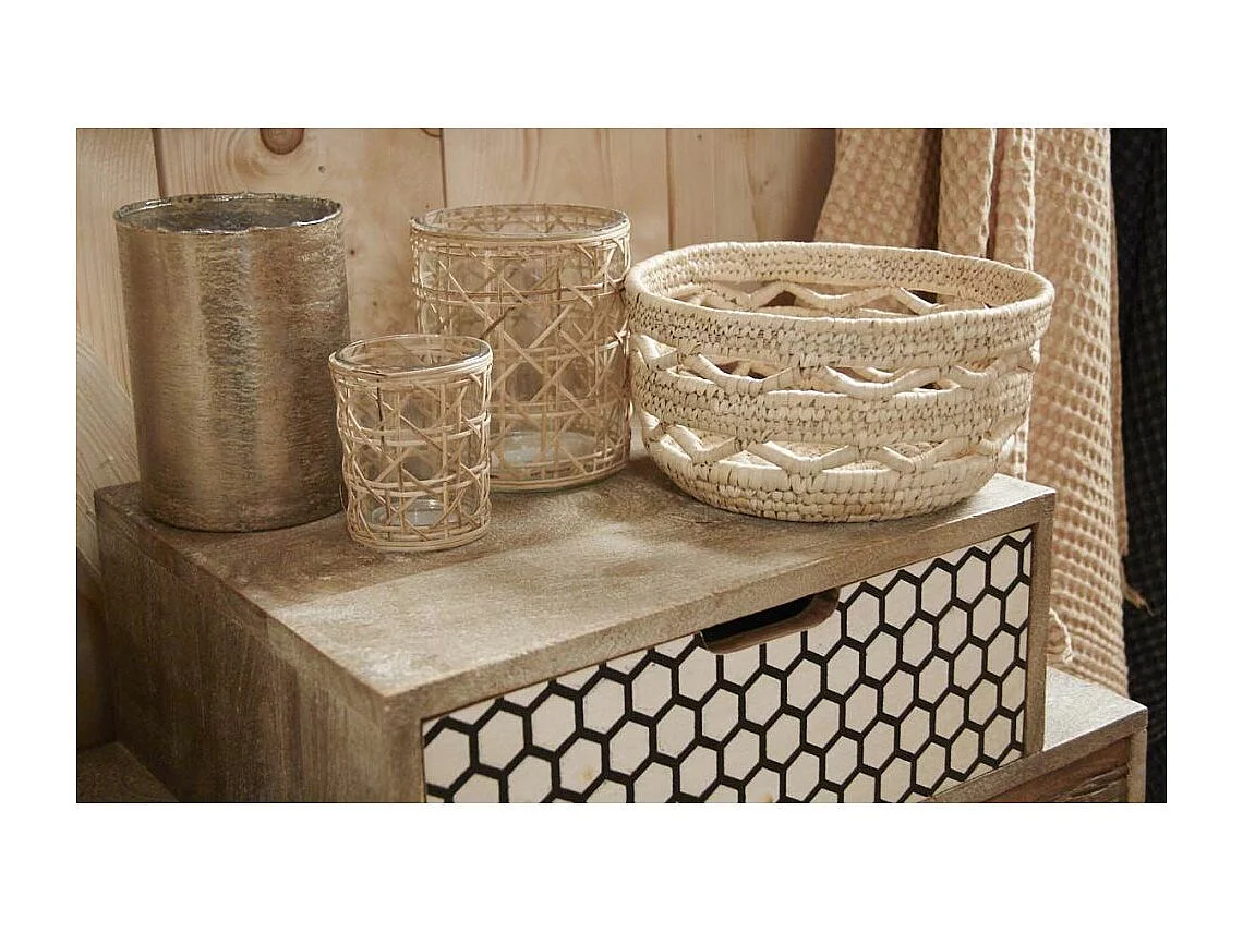 Corbeille ronde en palmier naturel (Lot de 3)