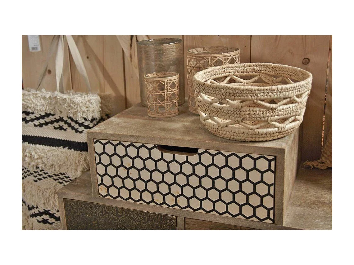 Corbeille ronde en palmier naturel (Lot de 3)