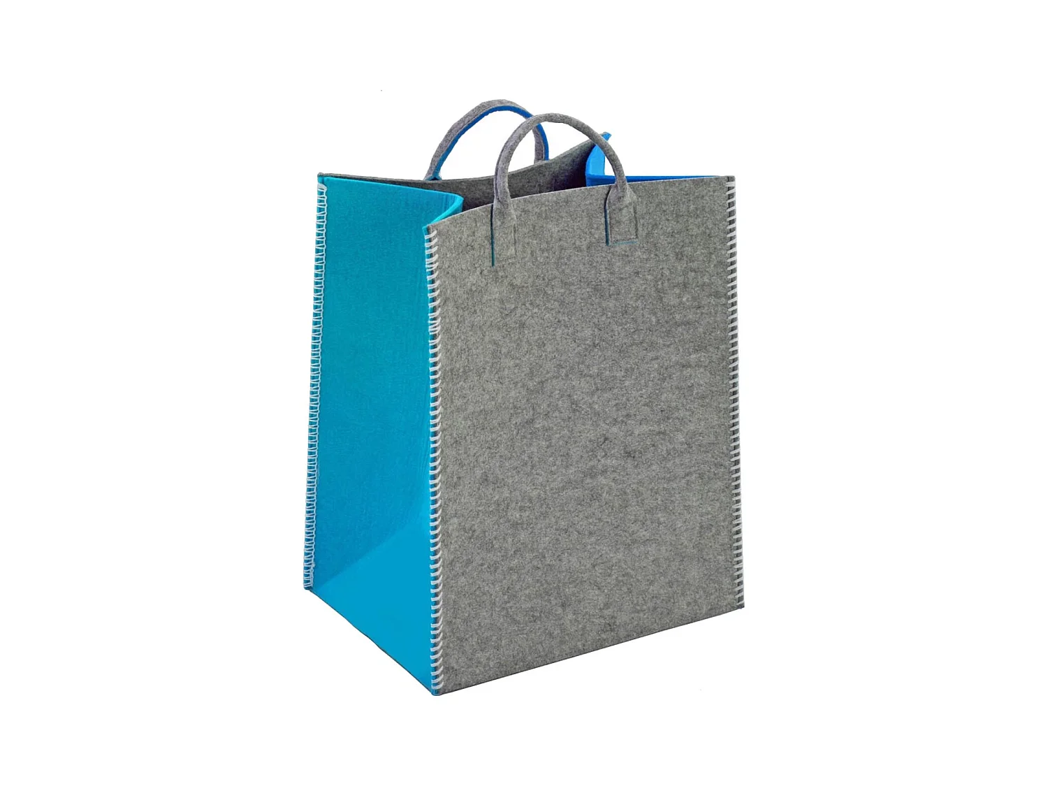 Korb aus blauem und türkisem Stoff