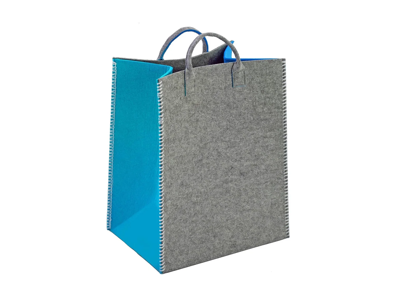 Cestino in tessuto grigio e turchese