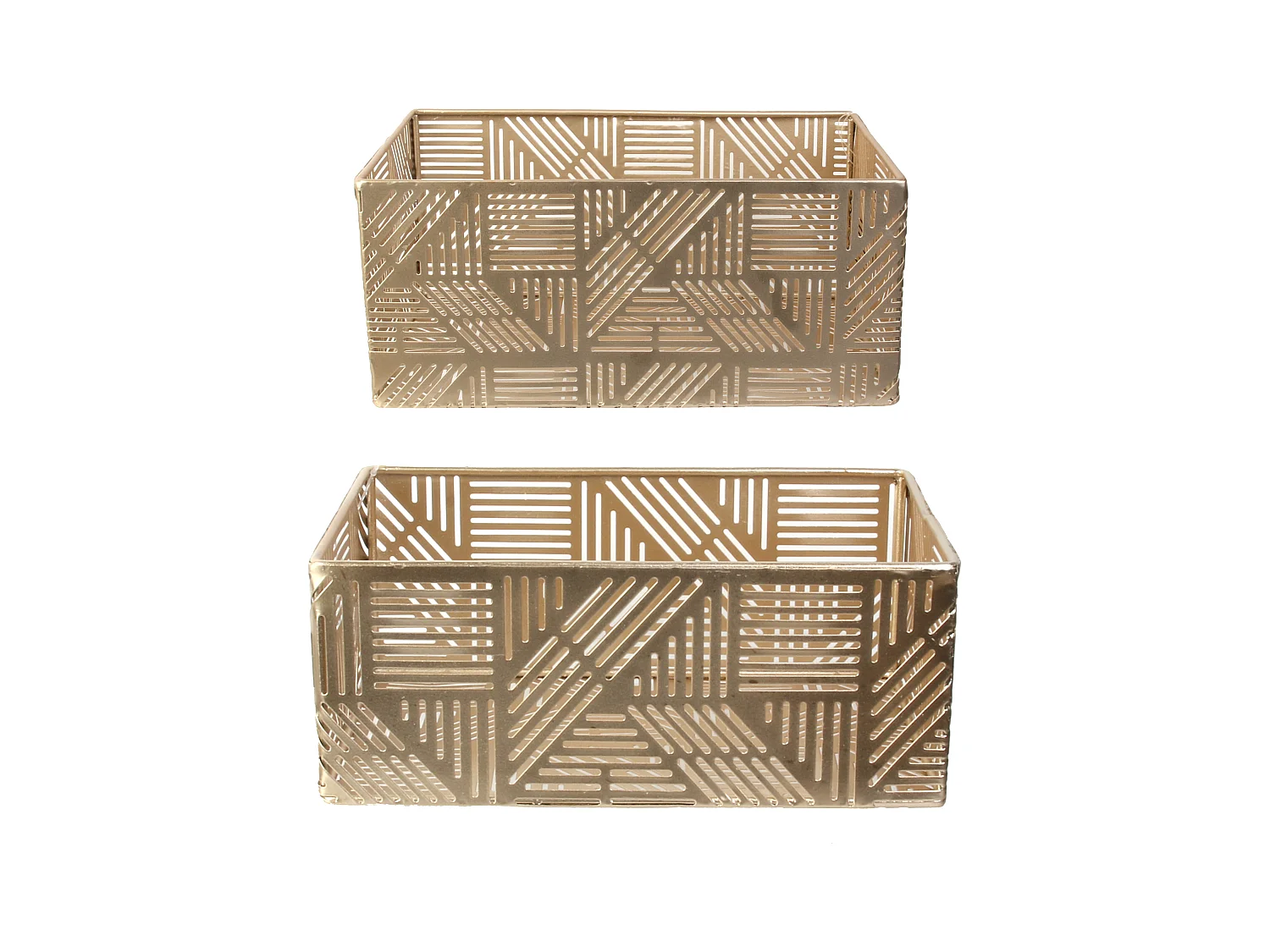 Cestas de almacenamiento de metal dorado calado (Juego de 2) 21 y 25 cm