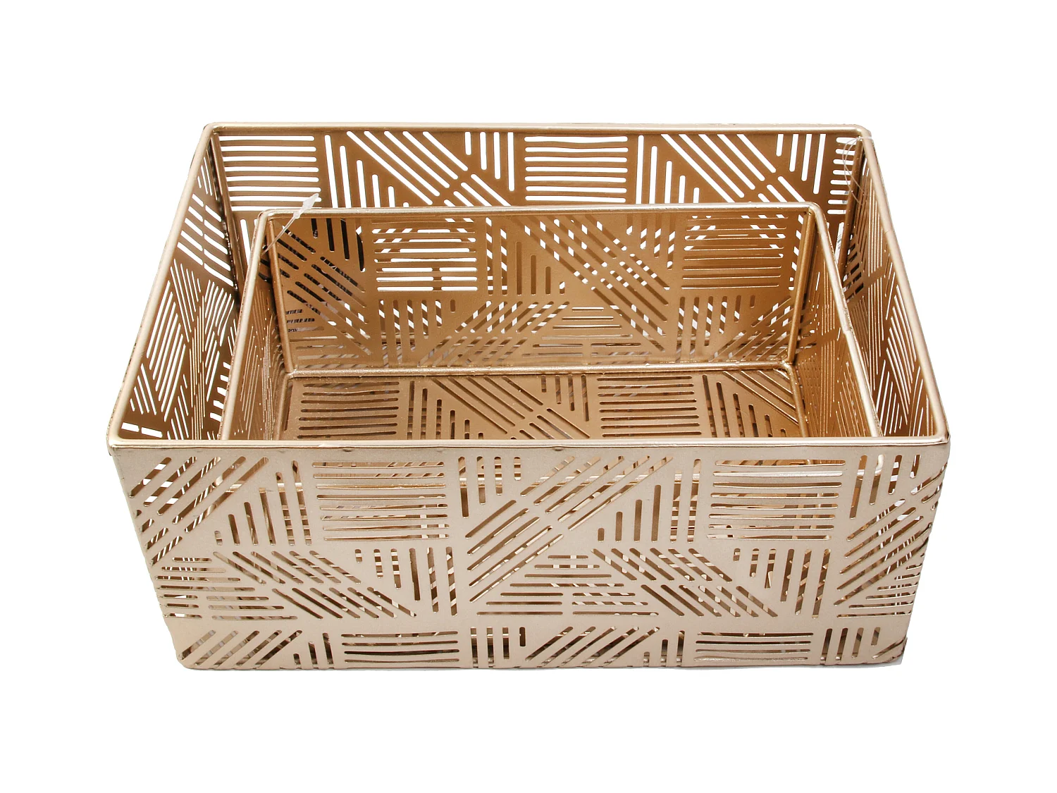 Cestas de almacenamiento de metal dorado calado (Juego de 2) 21 y 25 cm