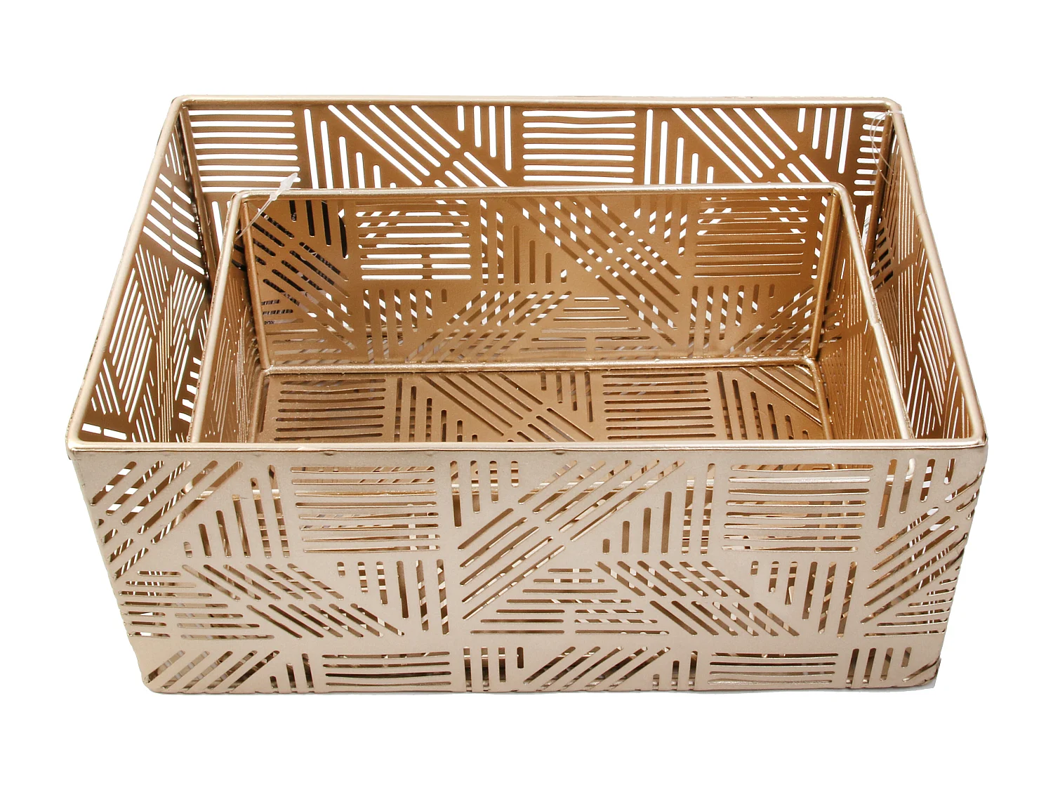 Panier Metal Ajoure Dore Rayure X2 Or