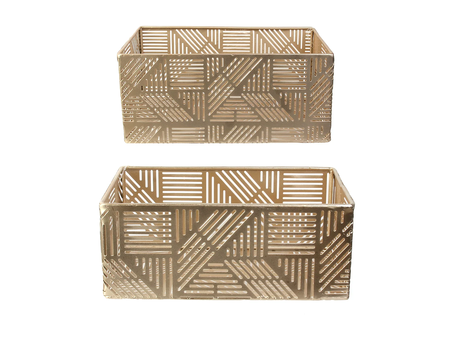 Panier Metal Ajoure Dore Rayure X2 Or