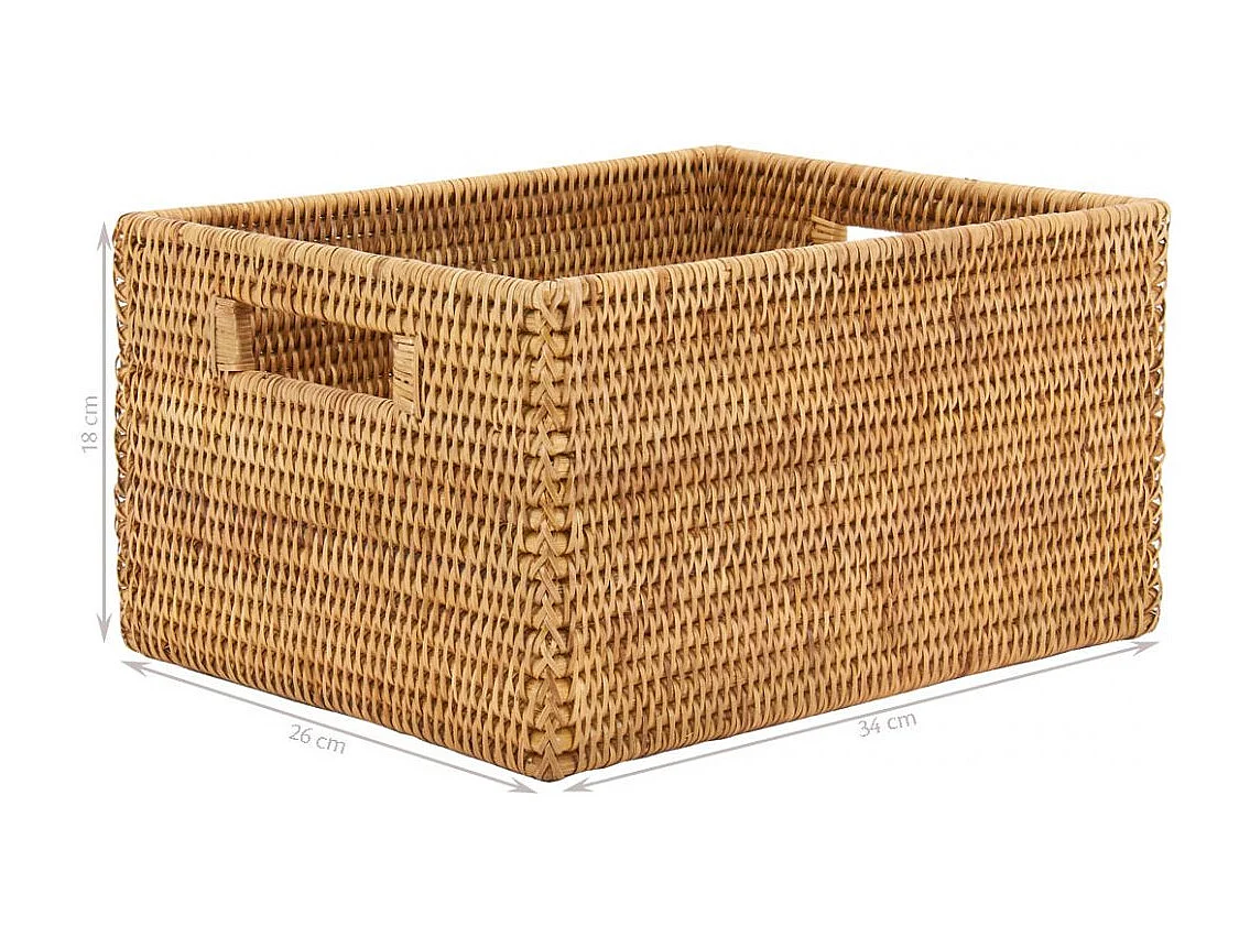 Panier de rangement en rotin naturel 34 x 26 x 18 cm