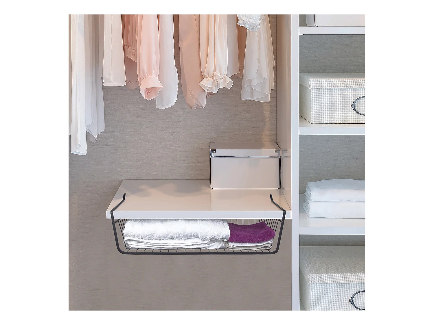 Panier Suspendu Metal Filaire Noir 40x14x26cm Noir