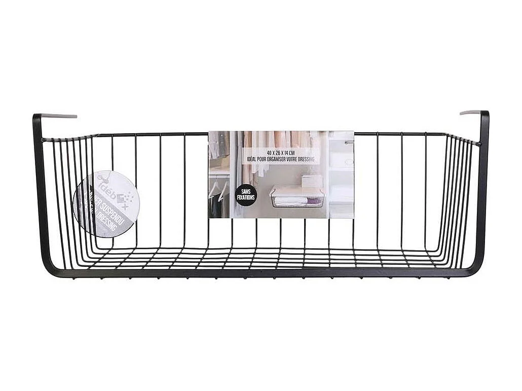 Panier Suspendu Metal Filaire Noir 40x14x26cm Noir