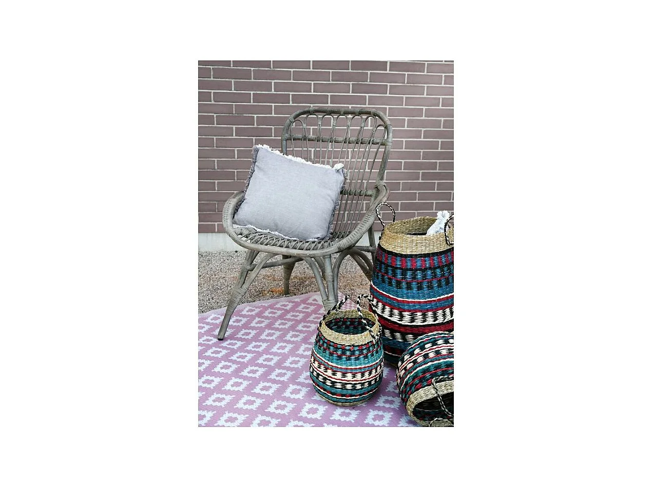 Paniers hauts en jonc naturel et teinté (Lot de 3)