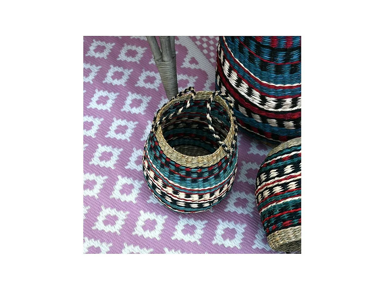 Paniers hauts en jonc naturel et teinté (Lot de 3)