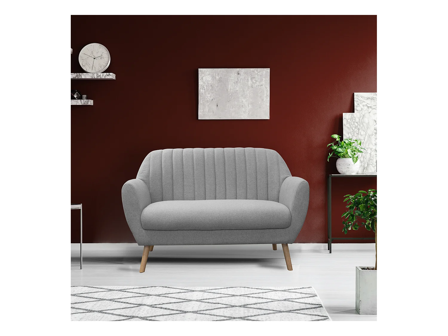Canape 2 Places Sofia Tissu Gris Gris