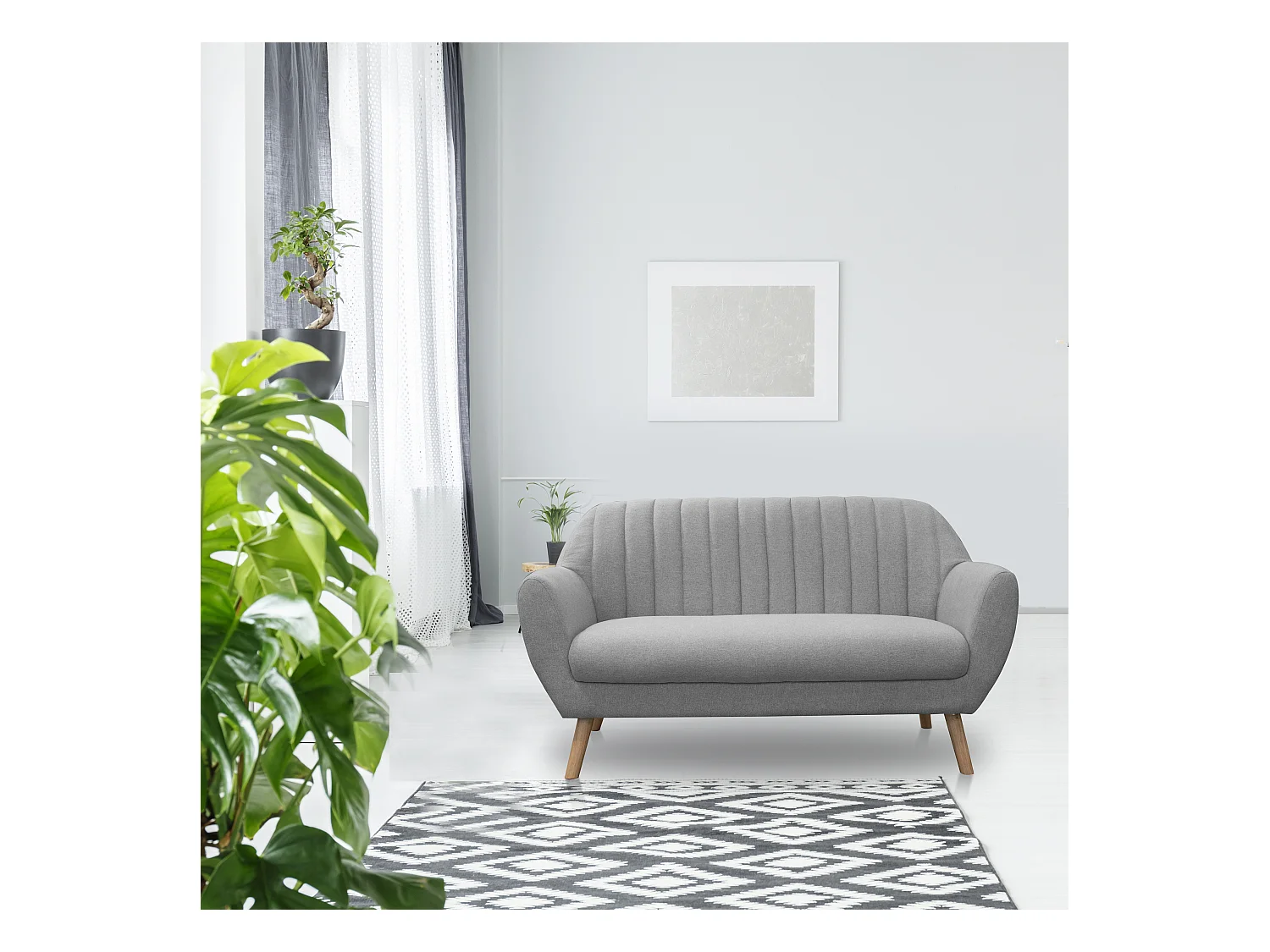 Canape 2 Places Sofia Tissu Gris Gris