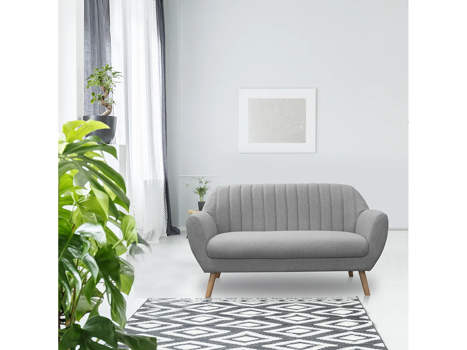 Canape 2 Places Sofia Tissu Gris Gris