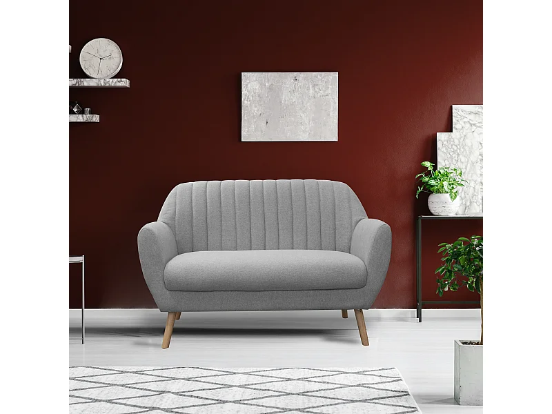 Canape 2 Places Sofia Tissu Gris Gris